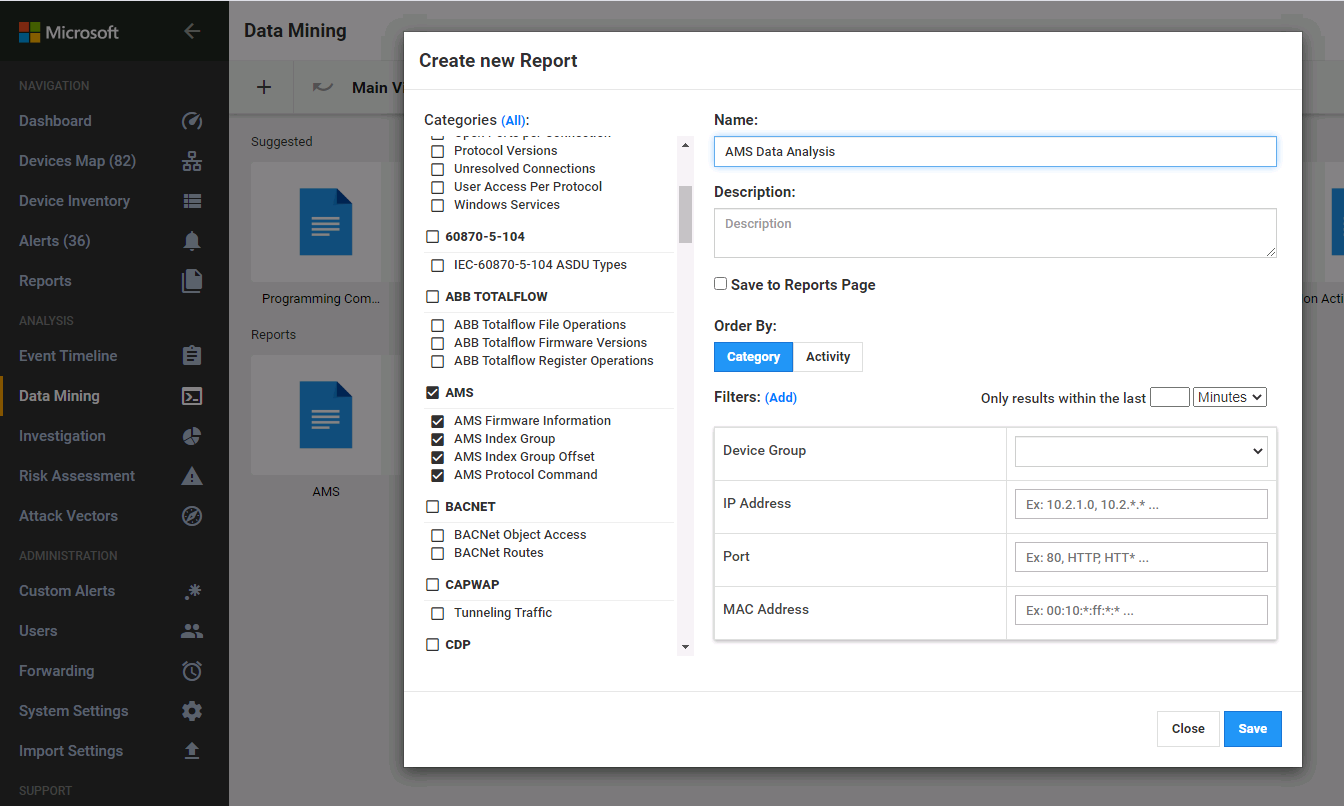 Image showing the Create new Report dialog options.
