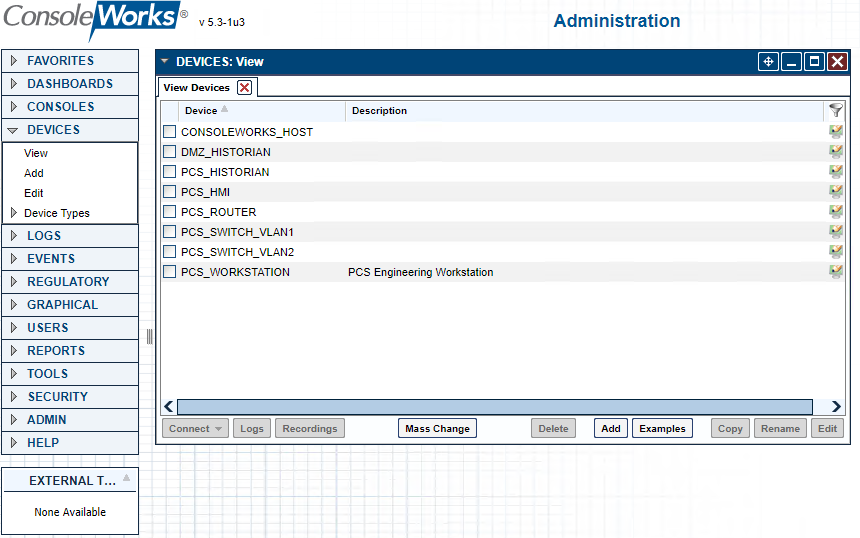 Screenshot showing the list of PCS Devices for Build 1.