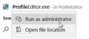 A screenshot of the dialog box with "Run as administrator" selected.