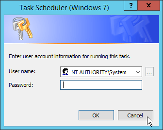 A screenshot of the Task Scheduler (Windows 7) dialog box.