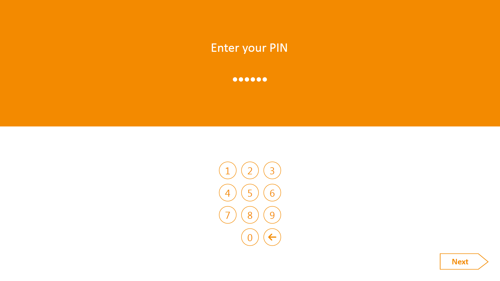 A screenshot of the Enter your PIN screen in MyID Self-Service Kiosk.