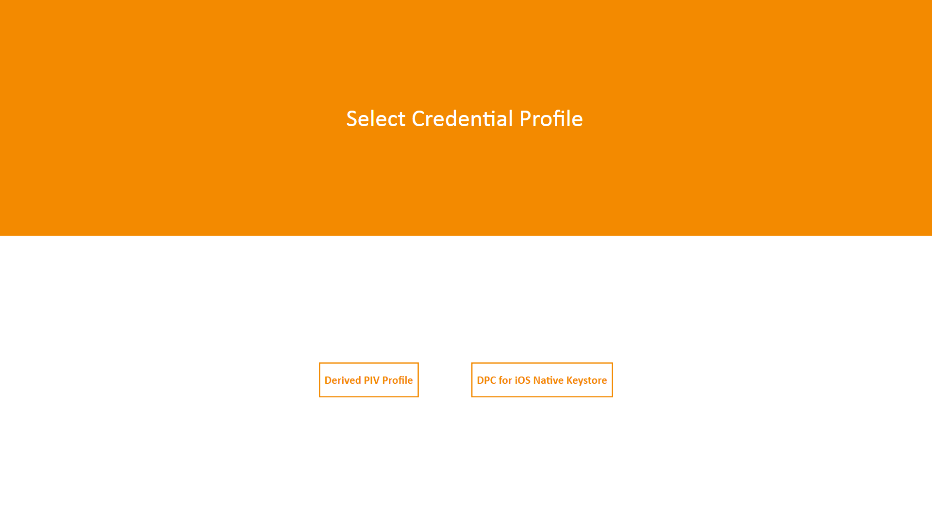 A screenshot of Select Credential Profile screen in the MyID Self-Service Kiosk.