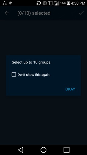 The right half of this figure shows a dialog box indicating that up to 10 groups can be selected.