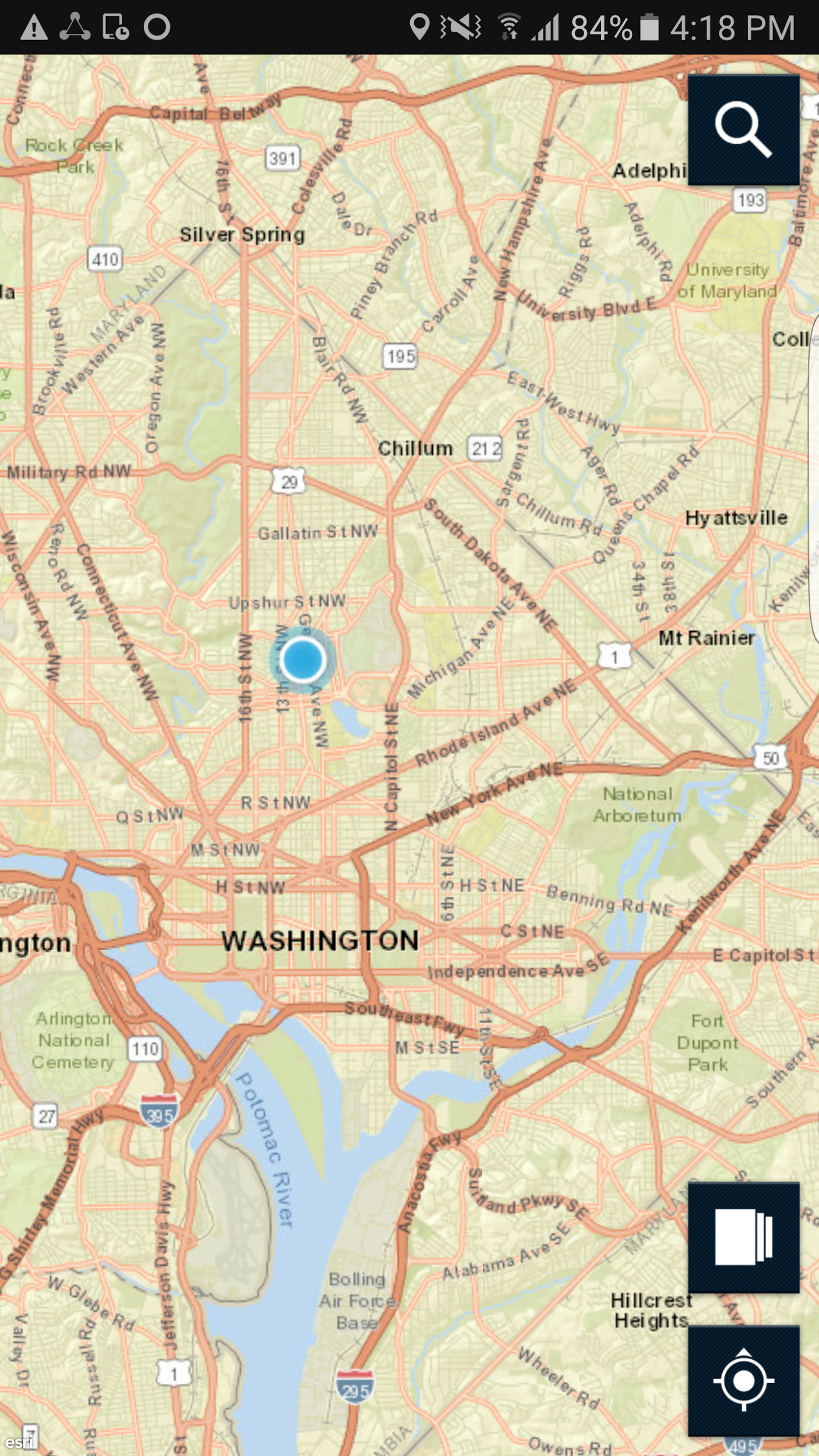The left half of this figure shows a map of Washington, DC.
