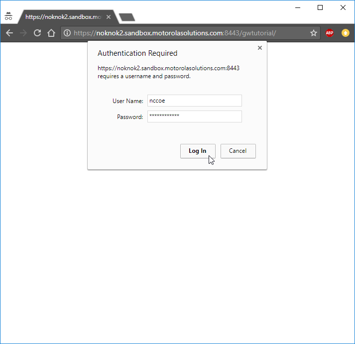 This figure depicts the login screen for the NNAS web interface.