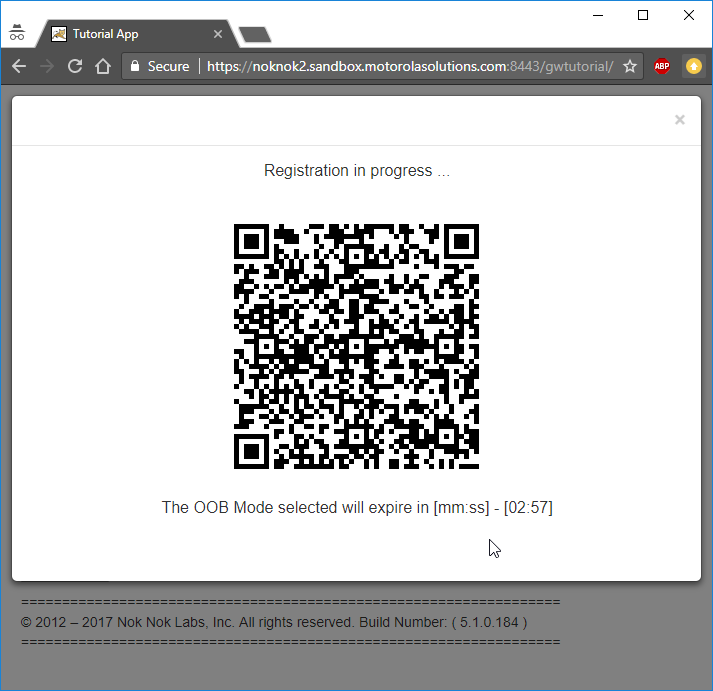 This figure displays a QR code and countdown that are displayed during registration.