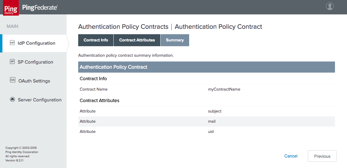 This figure depicts creating an authentication policy contract.