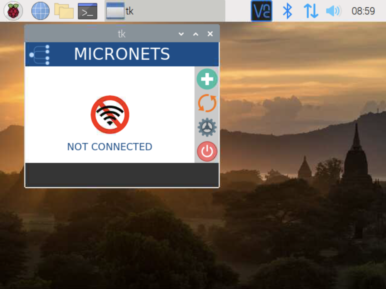 This image shows the Micronets Proto-Pi app being used on the Raspberry Pi.