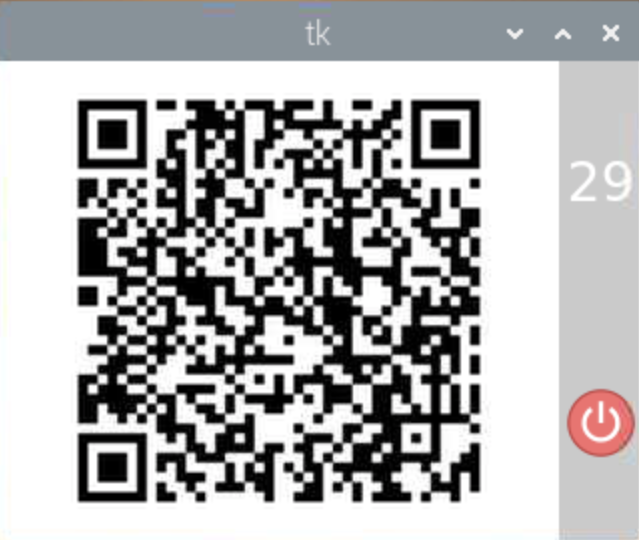 This image shows the QR code in the Micronets Proto-Pi app being used on the Raspberry Pi.