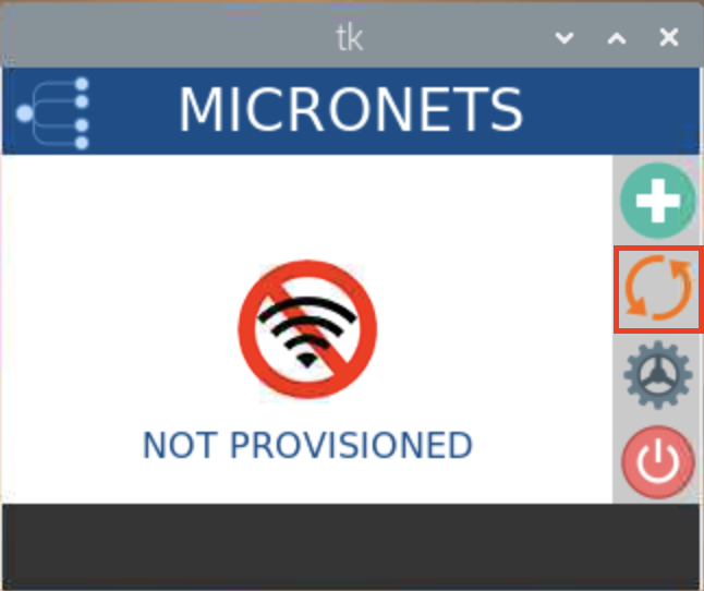 This image shows the orange cycle button in the Micronets Proto-Pi app being used on the Raspberry Pi.