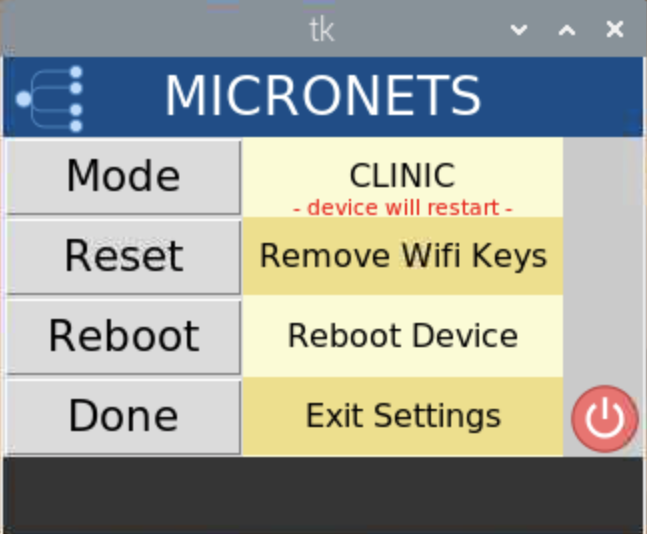 This image shows the expected output from the mode button from the Settings menu in the Micronets Proto-Pi app being used on the Raspberry Pi.