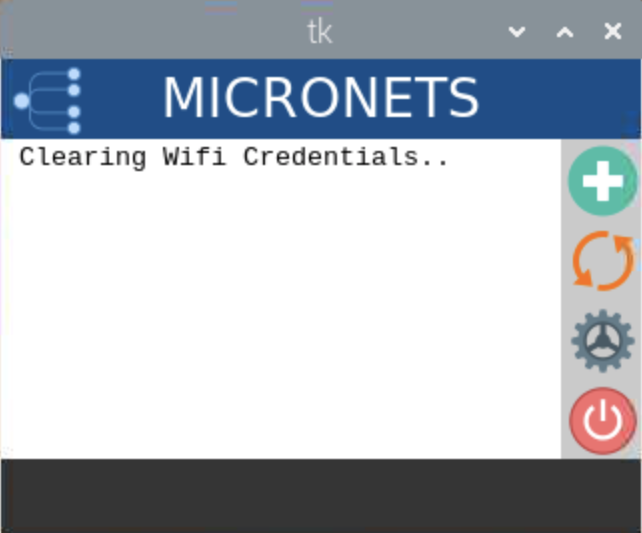 This image shows the result of clicking the reset button. The device outputs "Clearing Wifi Credentials..."