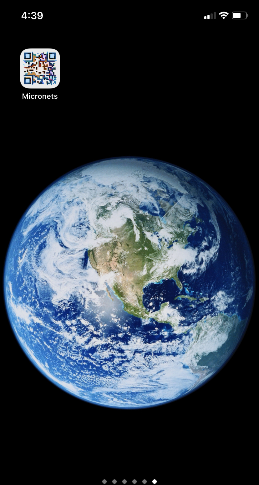 This image shows the iOS home screen with the Micronets mobile app icon.
