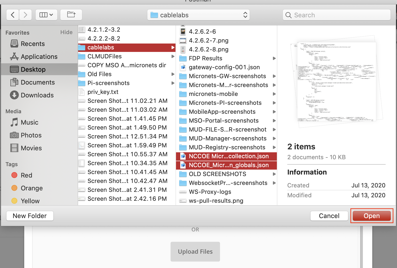 This image shows the File Select menu, with two files selected.