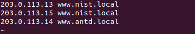 This image shows the contents of the /etc/hosts.nist.local file.