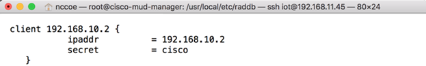 An image of the previous configuration information on the Cisco MUD Manager