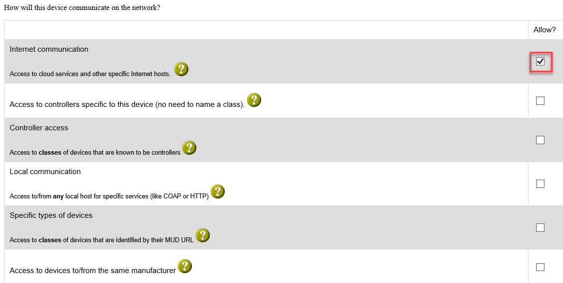 An image of mudmaker.org with the internet communication checkbox highlighted.