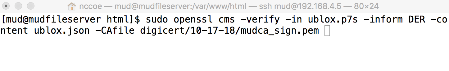 This image shows the above command being run on the MUD File Server.