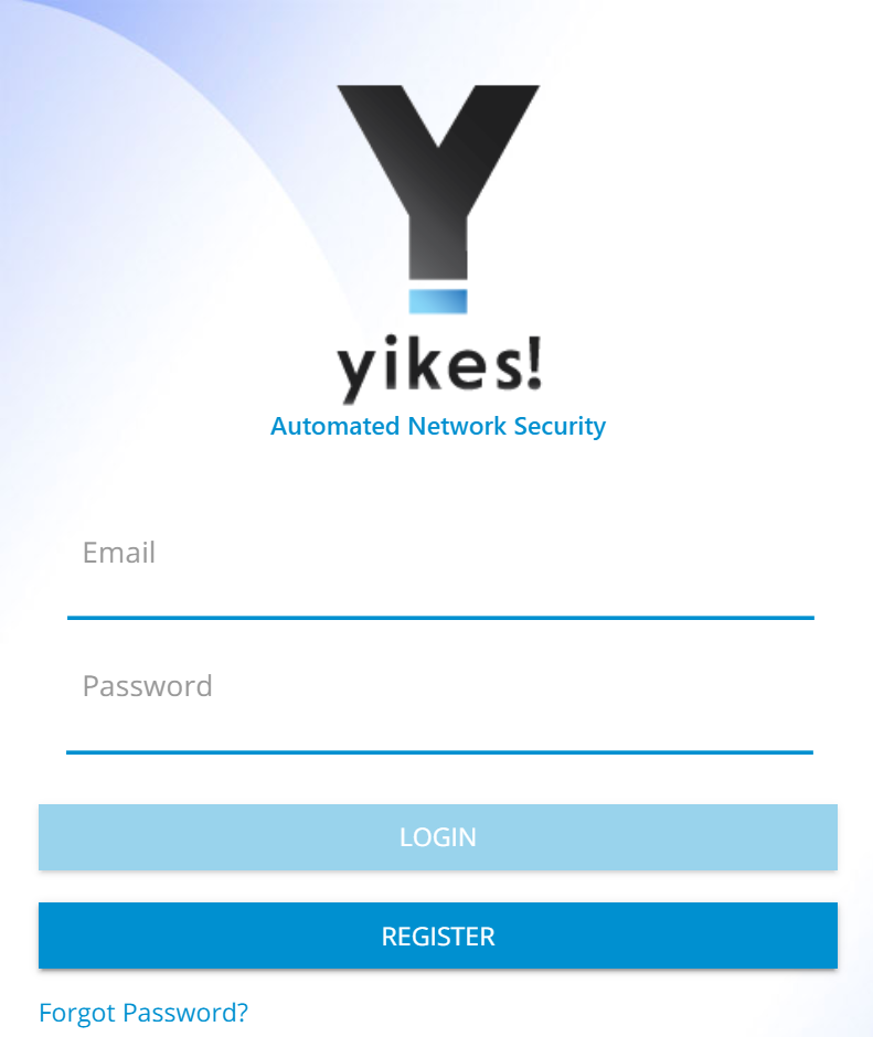 Screenshot of the Yikes! app login page