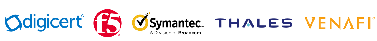 Logos for DigiCert, SafeNet Assured Technologies, Symantec, and Venafi