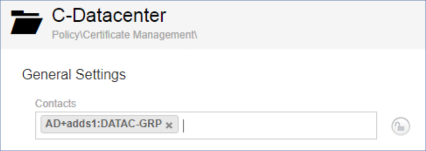 Example of a contact group in its respective Venafi TPP folder.