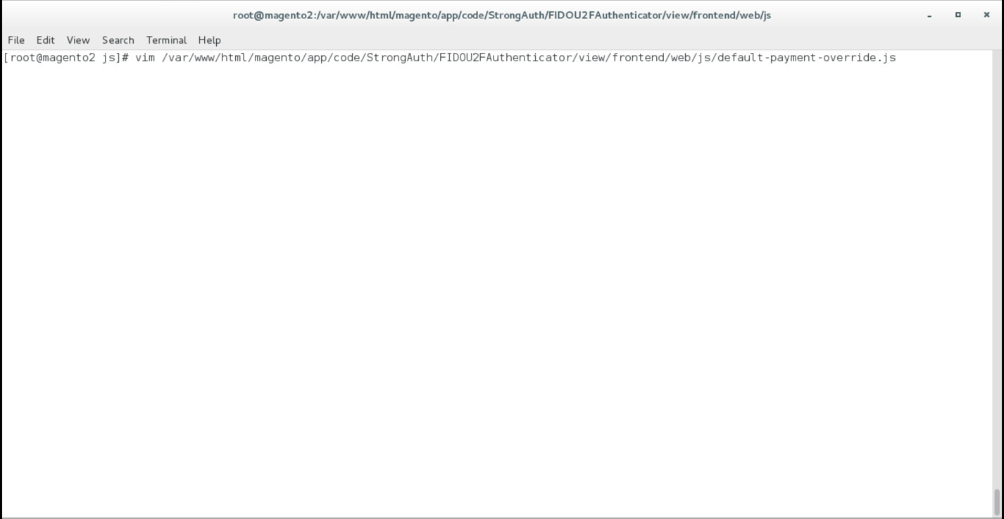 Demonstrates opening the RSA JavaScript Override file by entering the command listed above.