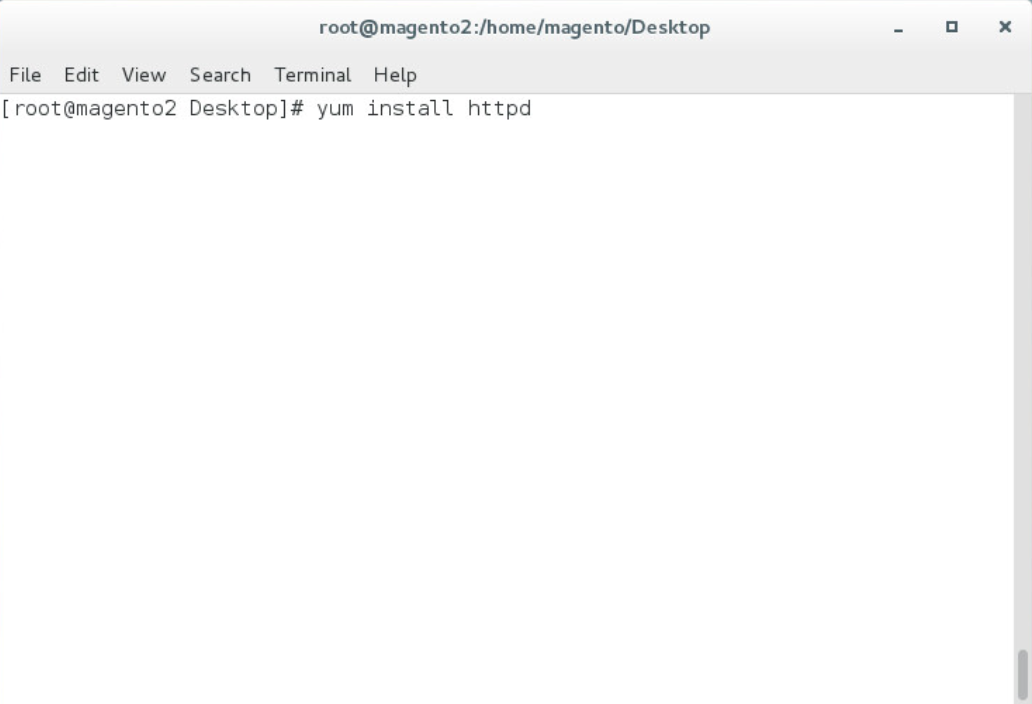 Demonstrates installing the Apache server by entering the command listed above.