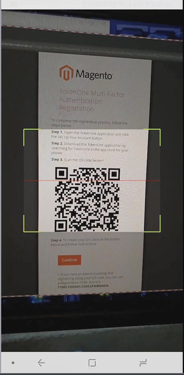 Demonstrates capturing the QR code that is displayed on the Magento website.