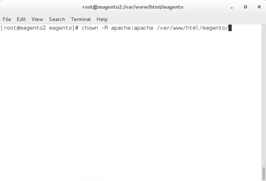 Demonstrates changing ownership of the extracted files to the Apache user by entering the command listed above.