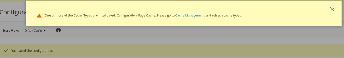 Demonstrates clicking the cache management link in the message.