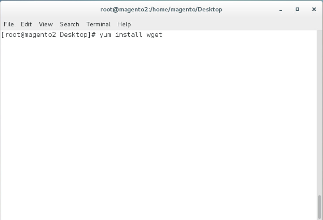 Demonstrates installing wget from the terminal window by entering the root command and password.