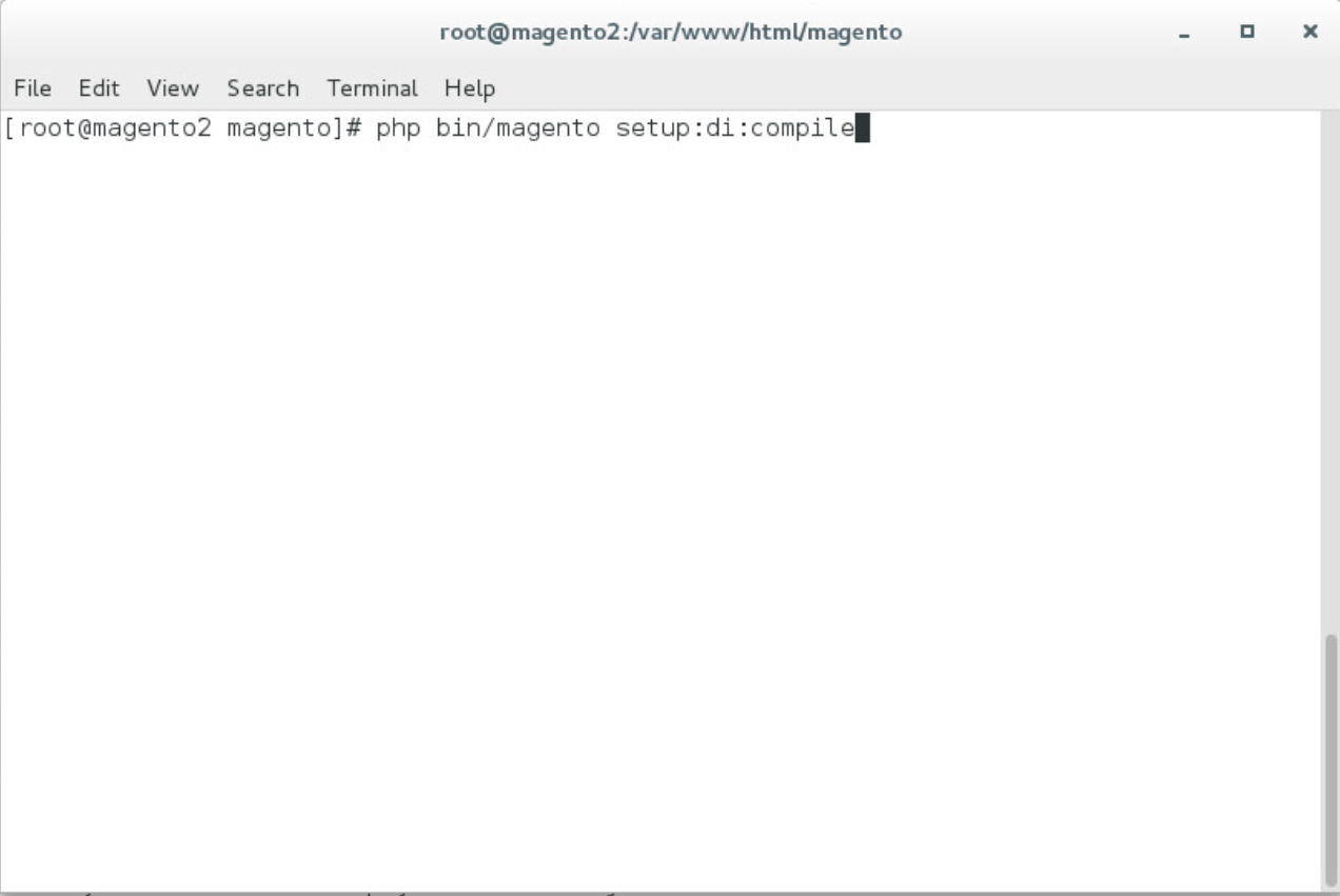 Demonstrates recompiling Magento to reflect changes made by entering the command listed above.3
