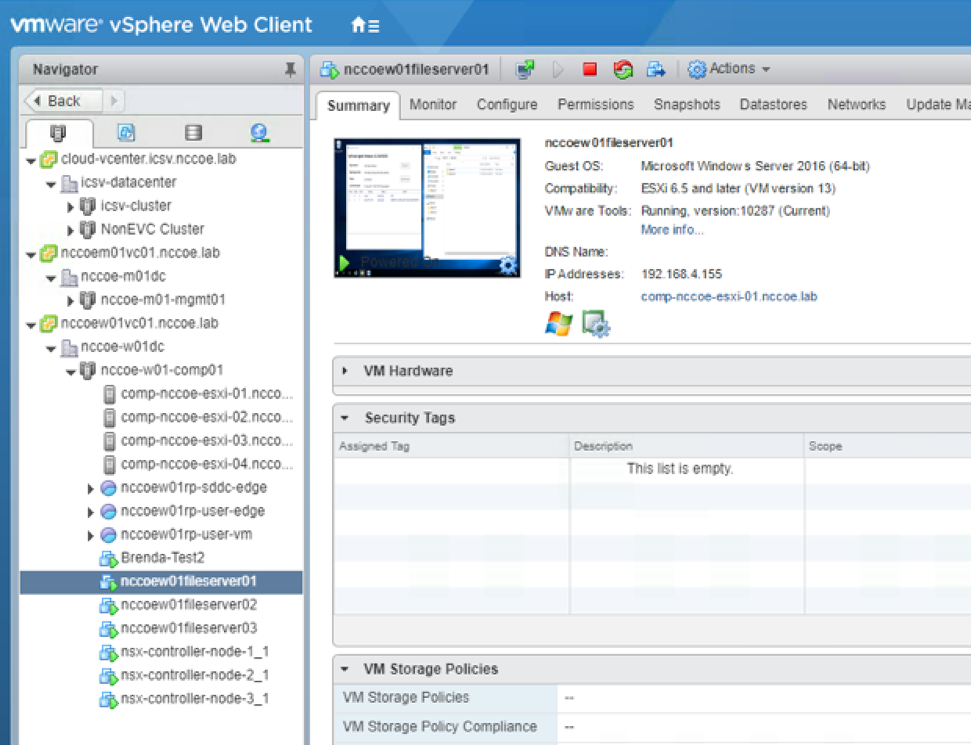 This figure shows an example of a workload running on a server that does not have any tags.