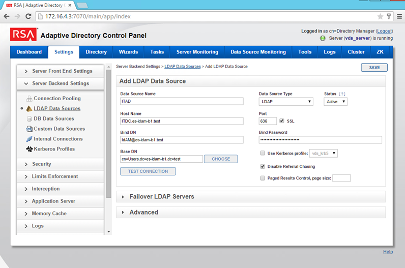 Adaptive Directory LDAP Data Source