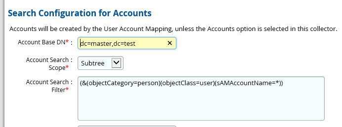 Adaptive Directory Search Configuration for Accounts