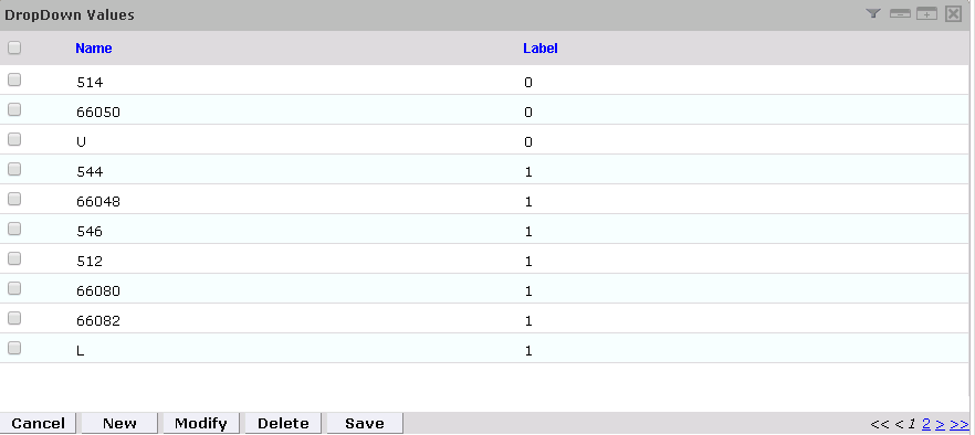 DropDown Values 1