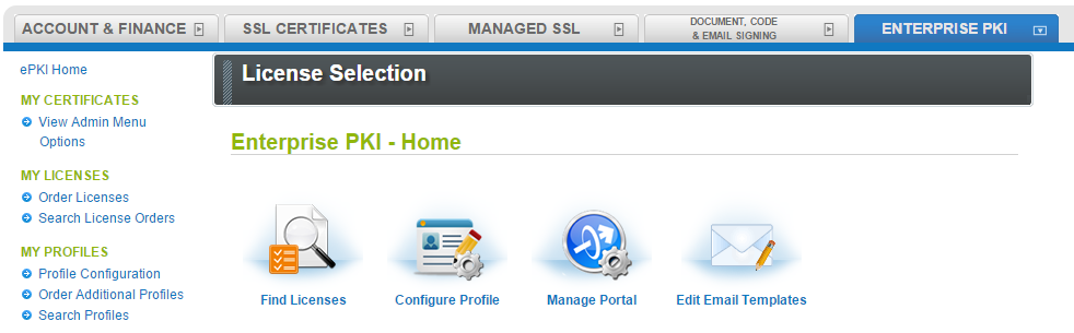 GlobalSign Order Licenses Page
