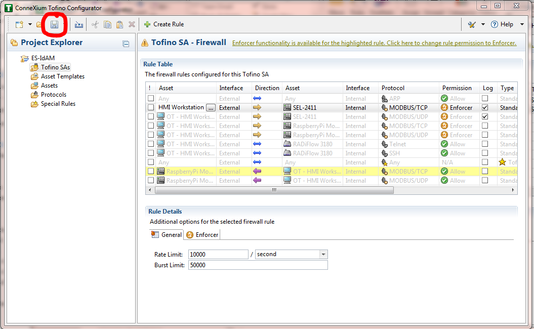 Save rules in Project Explorer