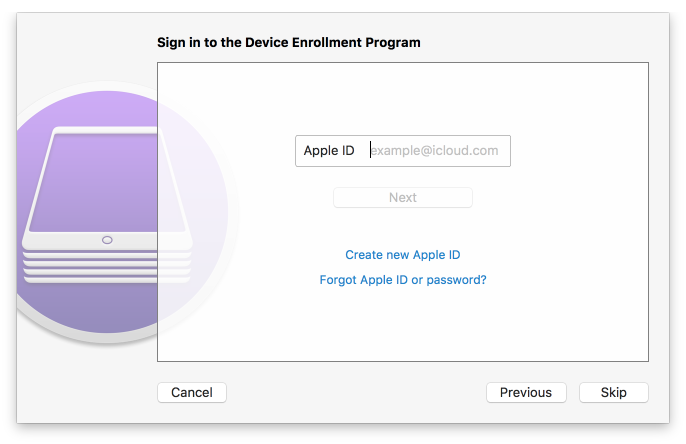 Apple ID sign in, with option to create a new ID.