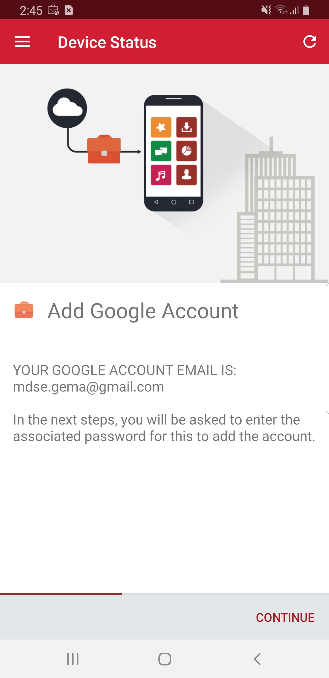 Google account information displayed, including gmail account address.