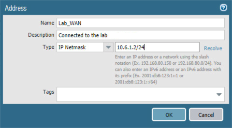 Lab connection settings.