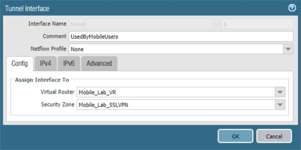 Configuration for mobile lab router and security zone.