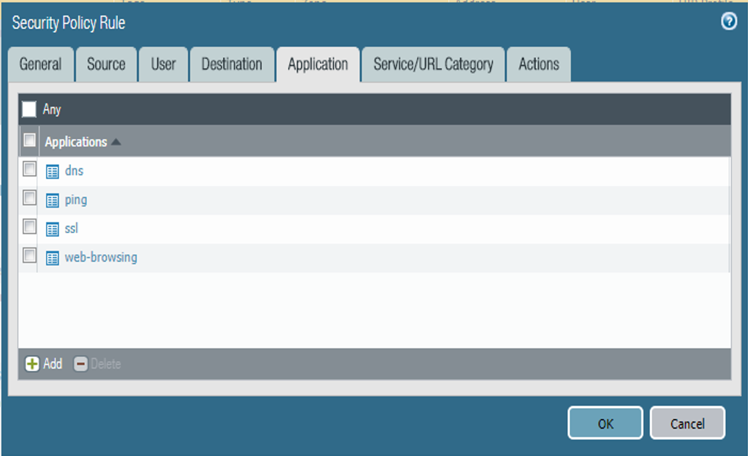 DMZ application access, inlcuding DNS, PING, SSL, and web browsing options.