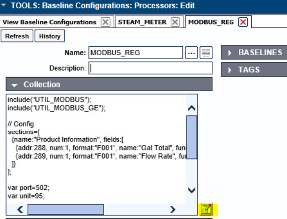 Depiction of ConsoleWorks configuration for the server at University of Maryland - adding script into collection screen