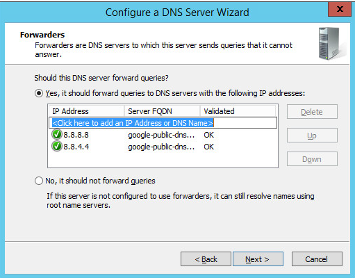 A screenshot of previously defined parameters from Step 3m from DNS Server Forward Lookup Zone Configuration.