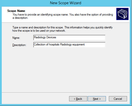 A screenshot of previously defined parameters from Step 6 of DHCP Scopes Configuration.