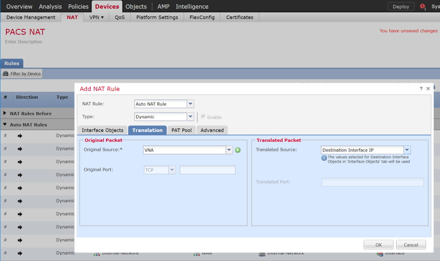 A screenshot of previously defined parameters from Step 14 of Network Address Translation (NAT) Rules Configuration.