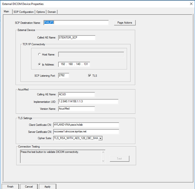 A screenshot of previously defined parameters from Step 3 of TLS Configuration for Hyland Acuo VNA part 2.