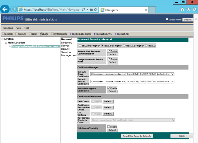 A screenshot of previously defined parameters from Step 4 of TLS Configuration for Philips IntelliSpace PACS.