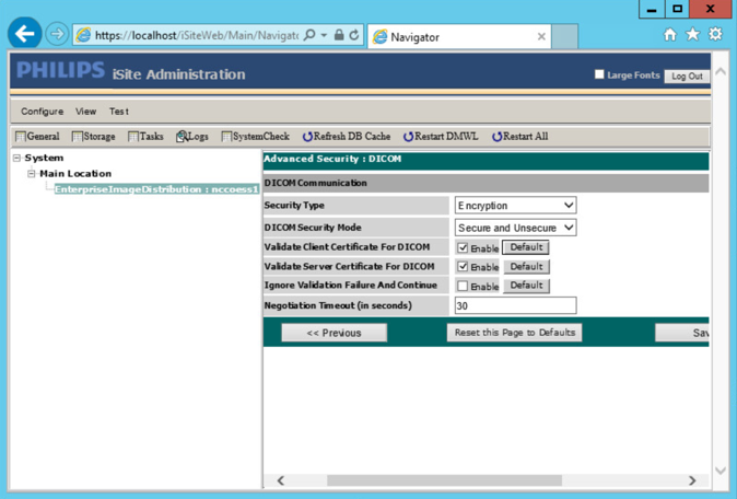 A screenshot of previously defined parameters from Step 5 of TLS Configuration for Philips IntelliSpace PACS.